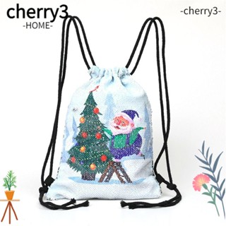 Cherry3 กระเป๋าเป้สะพายหลัง กระเป๋านักเรียน ประดับเลื่อมนางเงือก สําหรับผู้หญิง