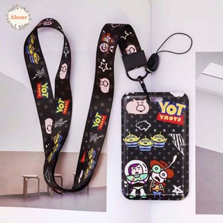 Ahour เคสพวงกุญแจ ลายการ์ตูนน่ารัก พร้อมสายคล้อง สําหรับใส่บัตรรถบัส บัตรประจําตัวประชาชน