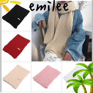 EMILEE ผ้าพันคอ ผ้าถัก แบบหนา ให้ความอบอุ่น สีพื้น แฟชั่นฤดูหนาว สําหรับผู้หญิง