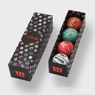 ลูกบาสเก็ตบอลยาง ขนาดเล็ก ลายโลโก้ทีม Wilson NBA สุ่มสี 4 ชิ้น