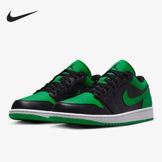 Nike Air 1 low AJ1 รองเท้าผ้าใบ รองเท้าบาสเก็ตบอล สีดํา สีเขียว สําหรับผู้ชาย ผู้หญิง