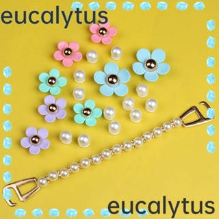 Eucalytus1 คลิปหัวเข็มขัดพลาสติก รูปดอกไม้ ประดับไข่มุก คุณภาพสูง ถอดออกได้ สําหรับตกแต่งรองเท้า DIY