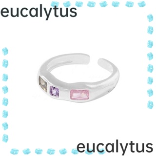 Eucalytus1 แหวนโลหะ ประดับเพทาย หลากสี 5 ชิ้น