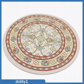 [Dolity1] พรมทอ ทรงกลม ขนาดเล็ก สําหรับตกแต่งบ้านตุ๊กตา สเกล 1/12