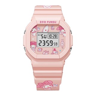 Zgo Sanrio Series นาฬิกาข้อมืออิเล็กทรอนิกส์ กันน้ํา ลายการ์ตูน Melody-Sakura สีชมพู สําหรับเด็กผู้หญิง นักเรียนประถม 8611