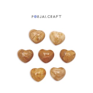 Yellow Jasper Heart Beads ลูกปัดหัวใจแจสเปอร์สีเหลือง