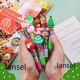 Lansel ปากกาลูกลื่น พลาสติก ลายซานตาคลอส คริสต์มาส กวางเอลก์ ขนาดเล็ก 4 สี 3 ชิ้น