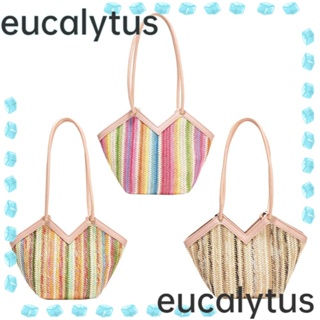 Eucalytus1 กระเป๋าสะพายไหล่ แบบสาน สีสันสดใส สําหรับผู้หญิง