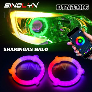 Sinolyn Sharingan ไฟเลี้ยวไดนามิก LED RGB ควบคุมผ่านแอพ DRL อุปกรณ์เสริม สําหรับรถยนต์ รถจักรยานยนต์