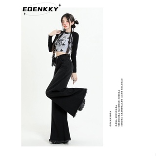 EOENKKY กางเกงขายาว กางเกงยีสน์ผู้หญิง ทรงหลวม ๆ ตรง Retro Hip Hop Pants 2023 NEW Style  ins High quality ทันสมัย Chic A27L0BZ 36Z230909