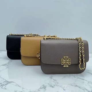 Tory Burch Britten Series กระเป๋าสะพายไหล่ หนังวัวแท้ แต่งสายโซ่ ขนาดกลาง สามสี สําหรับผู้หญิง