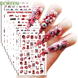 Doreen สติกเกอร์ติดเล็บ ลายฟักทองฮาโลวีน มีกาวในตัว 12 ชิ้น/ชุด