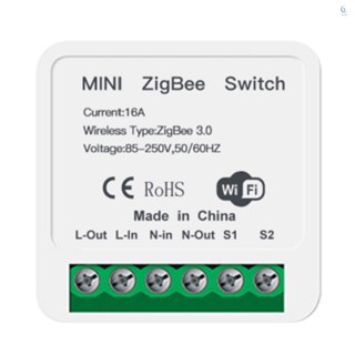 Mini ZigBee 3.0 โมดูลสวิตช์ 16A สวิตช์รีเลย์อัจฉริยะ APP รีโมตคอนโทรล ควบคุมด้วยเสียง DIY เบรกเกอร์โมดูลเครื่องใช้ในบ้านอัตโนมัติ (AC 85-250V)