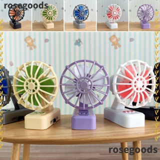 Rosegoods1 พัดลมไฟฟ้า พลาสติก ขนาดเล็ก สเกล 1/6 1/12 สําหรับตกแต่งบ้านตุ๊กตา