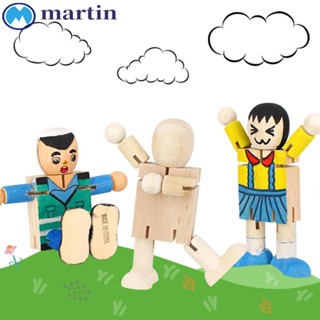 Martin ตุ๊กตาหุ่นยนต์ไม้เปล่า DIY สีขาว ของเล่นเสริมการเรียนรู้ สําหรับเด็กผู้ชาย