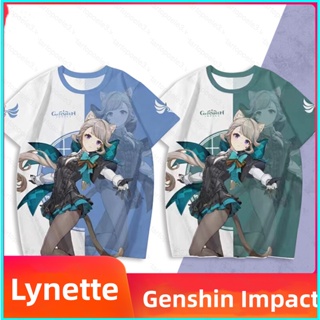 Star3 เสื้อยืดแขนสั้นลําลอง พิมพ์ลายอนิเมะ Genshin Impact Lynette 3D พลัสไซซ์ สําหรับผู้ชาย และผู้หญิง