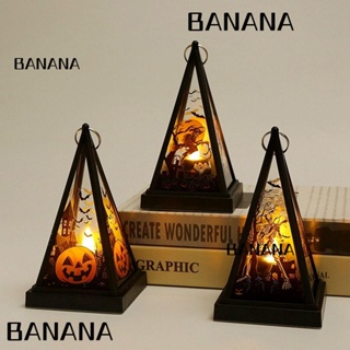 Banana1 โคมไฟ LED รูปปราสาทฟักทอง ฮาโลวีน แบบพกพา DIY สําหรับตกแต่ง