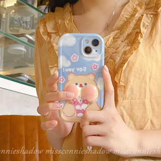 เคสโทรศัพท์มือถือแบบนิ่ม กันกระแทก ลายการ์ตูนหมีน่ารัก ดอกไม้สด 3D สําหรับ IPhone 7Plus XR 14 11 13 12 Pro MAX 7 6 8 6S Plus SE 2020 XS X MAX