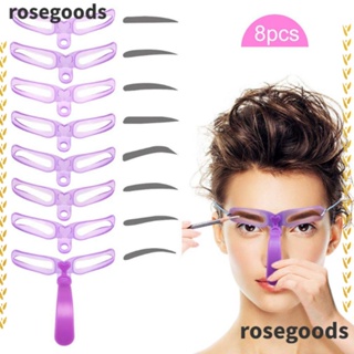 Rosegoods1 แผ่นแม่แบบเขียนคิ้ว ใช้ซ้ําได้ 8 In 1 สําหรับผู้เริ่มต้น