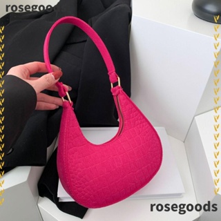 Rosegoods1 กระเป๋าสะพายไหล่ กระเป๋าถือ ผ้าสักหลาด ลายดวงจันทร์ จระเข้น่ารัก สําหรับสตรี