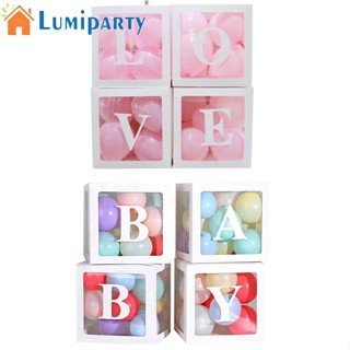 Lumiparty กล่องลูกโป่งใส รูปหัวใจ น้ําหนักเบา ใช้ซ้ําได้ สําหรับเด็กทารก ปาร์ตี้วันเกิด วันวาเลนไทน์ 4 ชิ้น