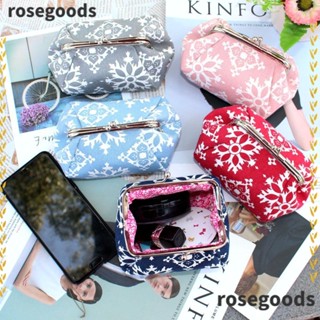 Rosegoods1 กระเป๋าสตางค์ ใบสั้น ผ้าแคนวาส ทรงคลัทช์ ใส่เหรียญได้ สําหรับใส่ลิปสติก เครื่องสําอาง