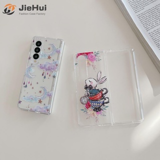 Jiehui เคสโทรศัพท์มือถือ ลายกระต่าย ดวงจันทร์ แฟชั่น สําหรับ Samsung Z Fold5 Z Fold4 Z Fold3