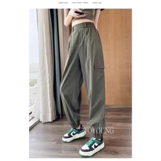 2TOYOUNG  กางเกงขายาว คาร์โก้ กางเกง เชือกอเมริกันคลาสิค Cargo pants 2023 NEW AG081214 Stylish ทันสมัย ins Beautiful A90M07U 36Z230909