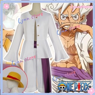 ชุดคอสเพลย์อนิเมะ ONE PIECE Monkey.D.Luffy Luffy GEAR5 Nika เสื้อเชิ้ต สีขาว กางเกง วิกผม หมวกฟาง ครบชุด