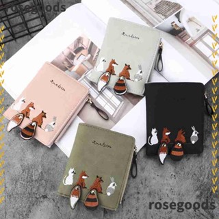 Rosegoods1 กระเป๋าสตางค์ ใบสั้น หนัง Pu ลายการ์ตูน ขนาดเล็ก สําหรับเด็กผู้หญิง