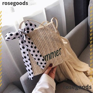 Rosegoods1 กระเป๋าสะพายไหล่ แบบสาน ทรงกลม แฟชั่นสําหรับสตรี