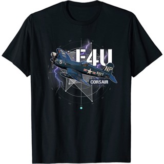 ใหม่ Limited เสื้อยืดลําลอง แขนสั้น พิมพ์ลายเครื่องบิน WW2 F4U Corsair ของขวัญที่ดี          