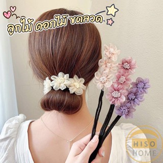 Hiso กิ๊บสไตล์เกาหลี สําหรับผู้หญิงที่ชอบ DIY ลูกไม้ + ดอกไม้ เป็นขดลวด  hair accessories