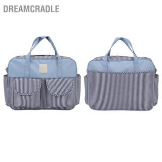  DreamCradle กระเป๋าผ้าอ้อมสะพายข้างกันน้ำมัลติฟังก์ชั่นความจุขนาดใหญ่กระเป๋าผ้าอ้อมกระเป๋าแฟชั่นสีฟ้าลายทางสีขาวเป้มัมมี่