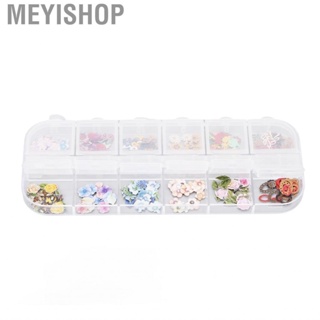 Meyishop 12 Grid Mixed Type Nail  Delicate Decorative 3D Slices Colorful Flo