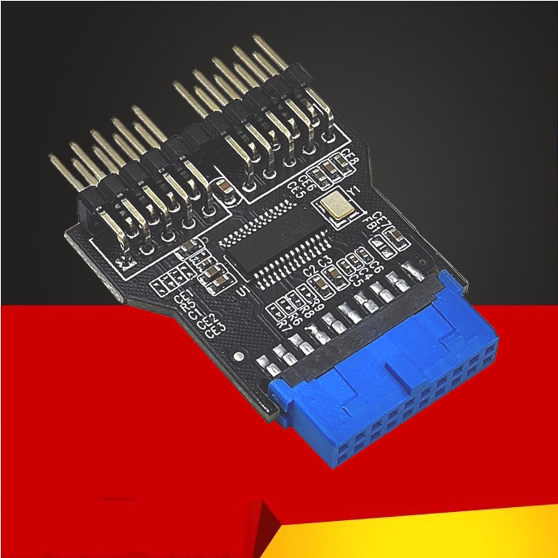 USB Splitter เมนบอร์ด 19Pin to Dual 9Pin Connectors Header หญิง 1 ถึง 2 ชาย 9-Pin USB HUB USB 2.0 9 