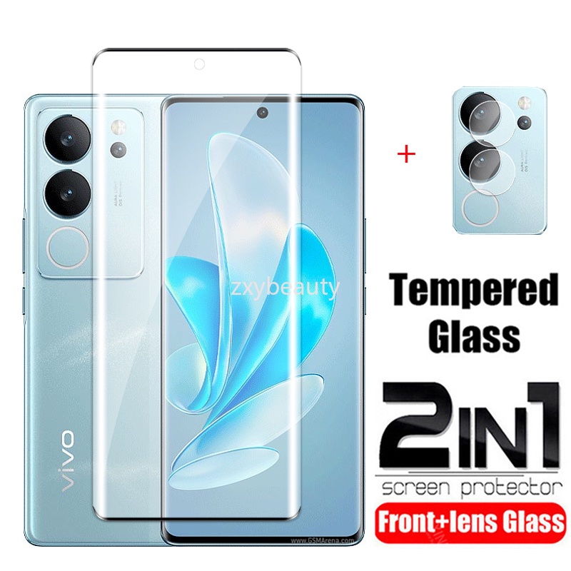2in1 ฟิล์มกระจกนิรภัยกันรอยหน้าจอ ทรงโค้ง สําหรับ Vivo V29 Pro 5G Lite V29Pro 2023 VIVOV29 V29Lite V