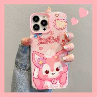 เคสโทรศัพท์มือถือแฟชั่น ลายการ์ตูนกระต่าย Lina Belle เรืองแสง สองด้าน สําหรับ iPhone 11 14 12 13 Pro Max