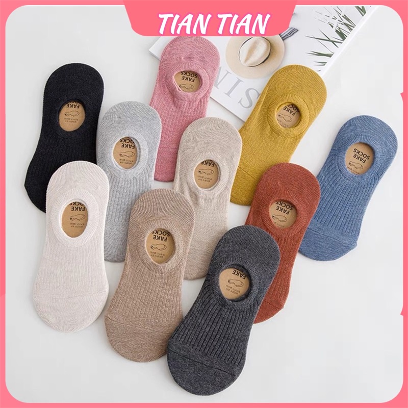 TIAN TIAN T272 ถุงเท้าซิลิโคน ปากตื้น กันลื่น ระบายอากาศได้ดี ลายทาง สีพื้น แฟชั่นฤดูร้อน สําหรับผู้หญิง