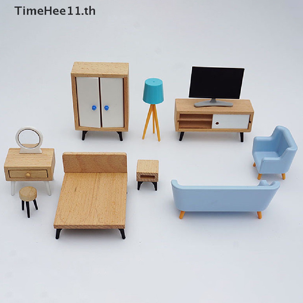 Timehee โต๊ะเฟอร์นิเจอร์จิ๋ว 1:12 สําหรับตกแต่งบ้านตุ๊กตา ห้องนั่งเล่น โต๊ะทีวี