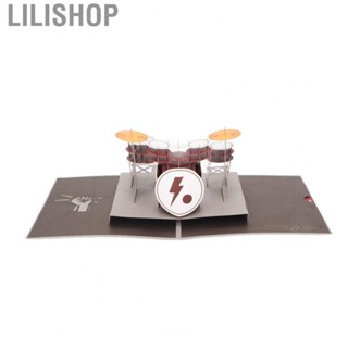 Lilishop 3D Birthday Card Drum Set Style Fine Details Durable Paper Popping Up Birthday Card with Envelope for Kids Friends Gift Card