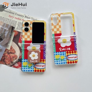 Jiehui เคสโทรศัพท์มือถือ ลายดอกทานตะวันหน้ายิ้ม พร้อมขาตั้ง สามชิ้น สําหรับ OPPO Find N2