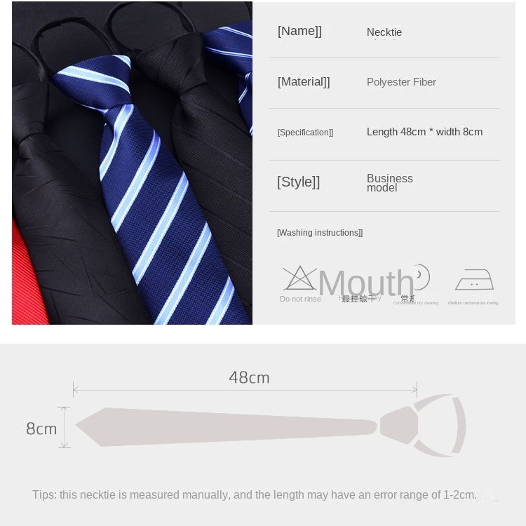 เนคไท มีซิป 8 ซม. เป็นทางการ เป็นทางการ อุปกรณ์เสริม สําหรับผู้ชาย เจ้าพ่อ งานแต่งงาน งานเลี้ยง - รูปที่ 7