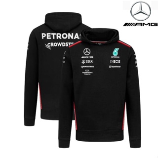 ใหม่ล่าสุด F1 ชุดแข่งรถ พร้อมเสื้อโค้ทแขนยาว มีฮู้ด ลาย Mercedes AMG Petronas F1 2023 แฟชั่นฤดูใบไม้ผลิ สําหรับผู้ชาย และผู้หญิง 2023