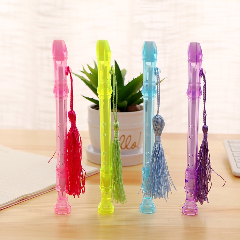 12 ชิ้นปากกาเจล Creative โปร่งใส Rod ขลุ่ย Clarinet Neutral น้ําปากกา 0.38 มม.สีดํานักเรียน