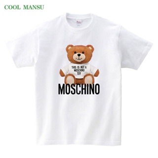 Moschino (Label) เสื้อยืดแขนสั้น ผ้าฝ้ายแท้ 100 สไตล์ใหม่ สําหรับเด็กผู้ชาย และผู้หญิง