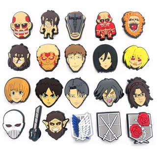 CROCS 【Hot Attack on Titan Series】อุปกรณ์เสริมหัวเข็มขัด PVC ลายการ์ตูน สําหรับตกแต่งรองเท้าเด็กผู้หญิง และผู้ชาย DIY