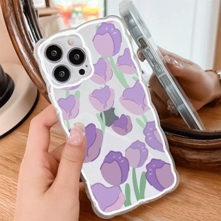 เคสป้องกันโทรศัพท์มือถือ ลายดอกทิวลิป สีม่วง สําหรับ Apple Iphone 14 12 13 14 11 xsmax 12pro