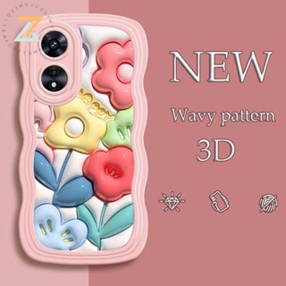 เคส VIVO V27E V27 V23 V23E Y22 Y22S Y12 Y12S Y20 Y21 Y33S T1X Y30 Y15 Y16 Y12A Y85 Y72 Y20S Y11S Y21A Y50 Y20A Y91C Y1S V20 Pro เคสโทรศัพท์ซิลิโคนดอกไม้เล็ก 3D คลื่นลูกใหญ่