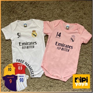 ⚽Real Madrid 20/21⚽ชุดรอมเปอร์ ชื่อฟรี หมายเลข 6OSG สําหรับเด็กผู้ชาย และเด็กผู้หญิง